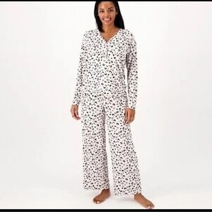Splendid 3X Womens Pajama‎ Set Top and Pants Heart Leopard Print Loungewear Grey